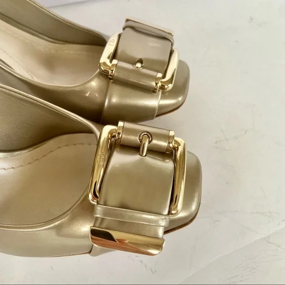 Christian Dior metallic beige buckle heels 37.5 - Picture 5 of 16